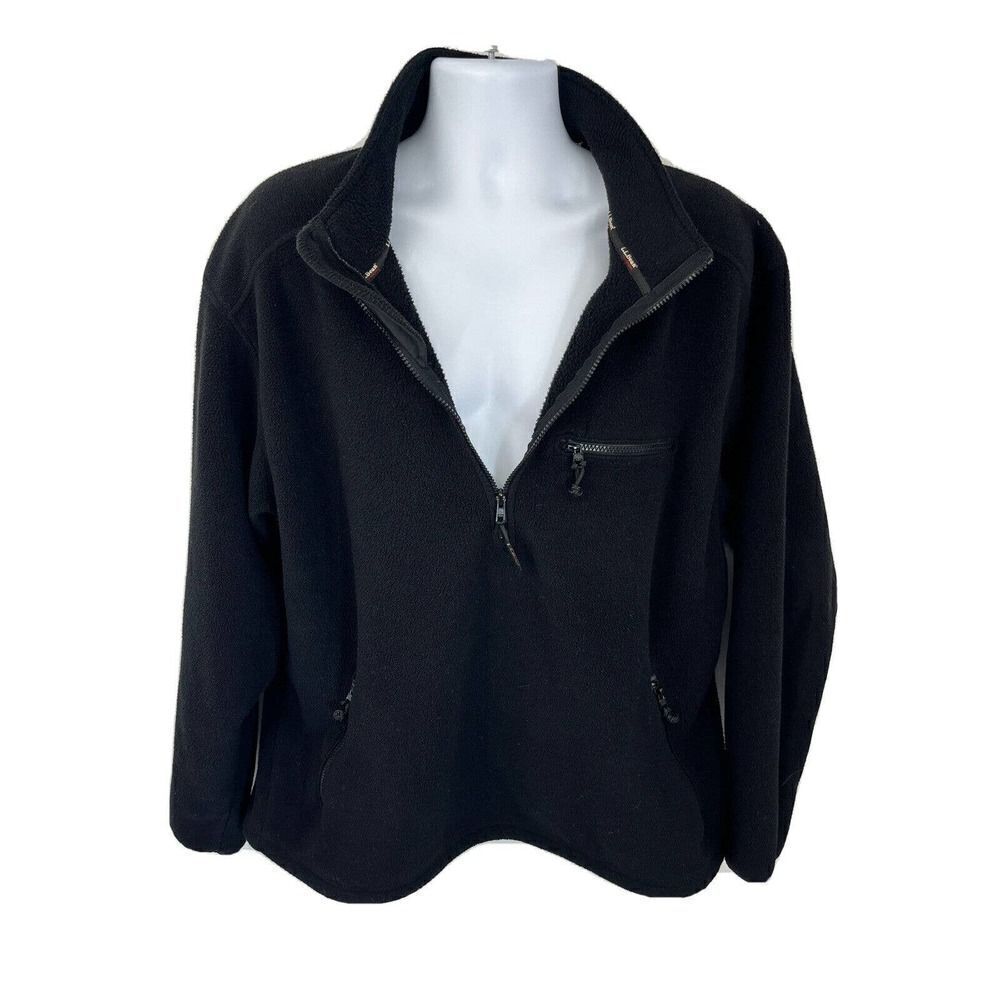 L.L. Bean‎ Black Fleece Jacket Mens XL 1/2 Zip Pullover Hiking Outdoor Vtg